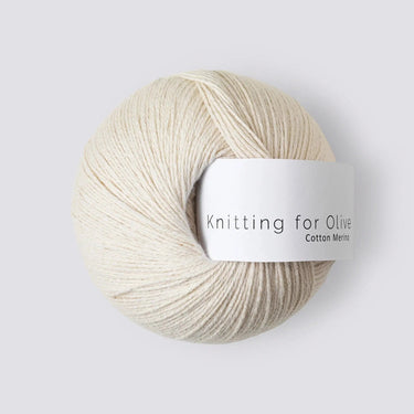 Knitting For Olive COTTON MERINO yarn ball, a soft blend of 70% cotton and 30% RWS certified Merino wool for versatile garment knitting.