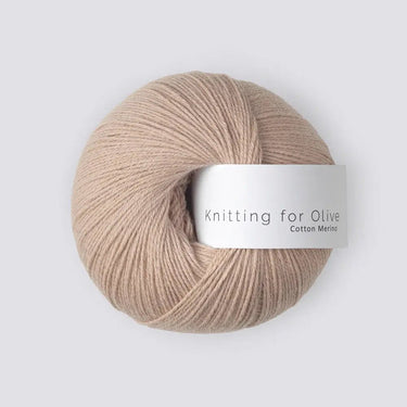 Knitting for Olive COTTON MERINO yarn ball in beige, soft blend of cotton and Merino wool for versatile, everyday garments.