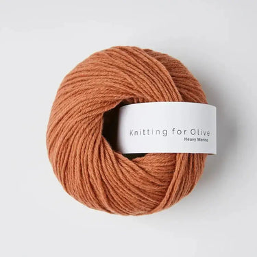 Knitting for Olive Heavy Merino yarn ball in natural brown color, 100% Merino wool from New Zealand, soft, sustainable knitting material.