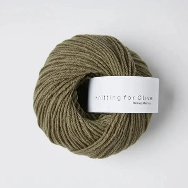 Ball of Knitting for Olive Heavy Merino yarn in natural color, 100% New Zealand Merino wool, eco-friendly and traceable.