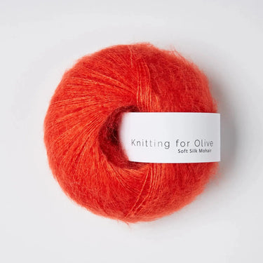 Knitting For Olive Soft Silk Mohair yarn in vibrant orange color, luxurious kid mohair and mulberry silk blend.