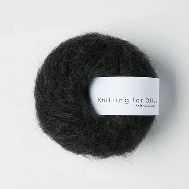 Knitting For Olive | Soft Silk Mohair, colour: Licorice, A luxurious mohair yarn blend. Finest Kid Mohair and Mulberry silk fingering yarn. This yarn is incredible held double or with Knitting For Olive Merino, Knit With Me