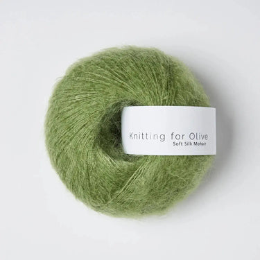 Knitting For Olive | Soft Silk Mohair, colour: Pea Shoots, A luxurious mohair yarn blend. Finest Kid Mohair and Mulberry silk fingering yarn. This yarn is incredible held double or with Knitting For Olive Merino, Knit With Me
