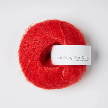 Knitting For Olive | Soft Silk Mohair, colour: Red Current, A luxurious mohair yarn blend. Finest Kid Mohair and Mulberry silk fingering yarn. This yarn is incredible held double or with Knitting For Olive Merino, Knit With Me