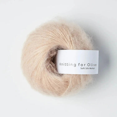 Knitting For Olive | Soft Silk Mohair, colour: Soft Rose, A luxurious mohair yarn blend. Finest Kid Mohair and Mulberry silk fingering yarn. This yarn is incredible held double or with Knitting For Olive Merino, Knit With Me