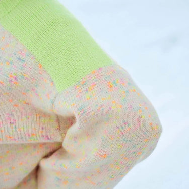 Close-up of a colorful knit sweater detail featured in Laine Magazine Issue 27 - Winter PRE-ORDER edition.