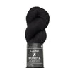 Black skein of yarn with a Novita label on a white background