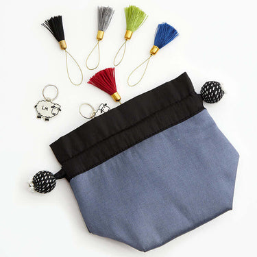 Lantern Moon | Stitch Marker Pouch | Elegant Silk Storage, Color: Cloud, Keep your notions safe in style with Lantern Moon's silk-blend pouches. Ideal for stitch markers and tools with a secure drawstring. Available in 4 colours., Knit With Me