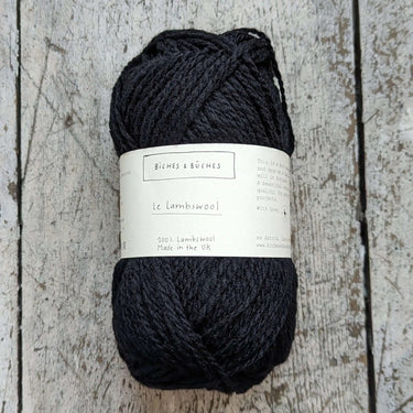 Biches & Bûches | Le Lambswool | Rustic Merino Yarn, Color: Black, Natural 100% lambswool yarn with rustic charm—soft, lofty & perfect knitting wool UK for handmade sweaters, scarves & cosy winter projects, Knit With Me