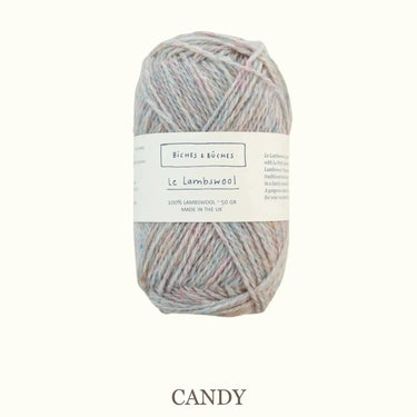 Skein of le lambswool yarn in candy color, spun in Scotland
