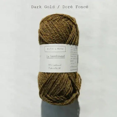 Biches & Bûches | Le Lambswool | Rustic Merino Yarn, Color: Dark Gold, Natural 100% lambswool yarn with rustic charm—soft, lofty & perfect knitting wool UK for handmade sweaters, scarves & cosy winter projects, Knit With Me