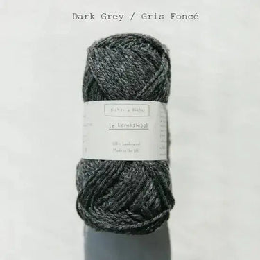 Biches & Bûches | Le Lambswool | Rustic Merino Yarn, Color: Dark Grey, Natural 100% lambswool yarn with rustic charm—soft, lofty & perfect knitting wool UK for handmade sweaters, scarves & cosy winter projects, Knit With Me