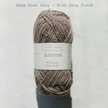 Biches & Bûches | Le Lambswool | Rustic Merino Yarn, Color: Dark Rose Grey, Natural 100% lambswool yarn with rustic charm—soft, lofty & perfect knitting wool UK for handmade sweaters, scarves & cosy winter projects, Knit With Me