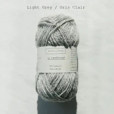Biches & Bûches | Le Lambswool | Rustic Merino Yarn, Color: Light Grey, Natural 100% lambswool yarn with rustic charm—soft, lofty & perfect knitting wool UK for handmade sweaters, scarves & cosy winter projects, Knit With Me
