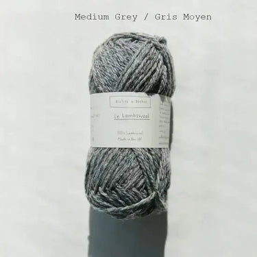 Biches & Bûches | Le Lambswool | Rustic Merino Yarn, Color: Medium Grey, Natural 100% lambswool yarn with rustic charm—soft, lofty & perfect knitting wool UK for handmade sweaters, scarves & cosy winter projects, Knit With Me