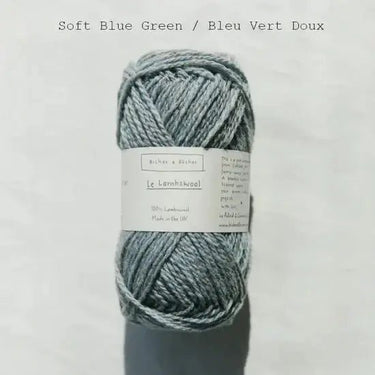 Biches & Bûches | Le Lambswool | Rustic Merino Yarn, Color: Soft Blue Green, Natural 100% lambswool yarn with rustic charm—soft, lofty & perfect knitting wool UK for handmade sweaters, scarves & cosy winter projects, Knit With Me