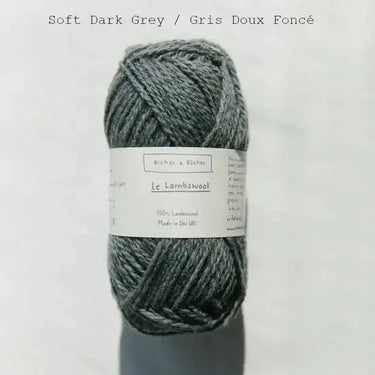 Biches & Bûches | Le Lambswool | Rustic Merino Yarn, Color: Soft Dark Grey, Natural 100% lambswool yarn with rustic charm—soft, lofty & perfect knitting wool UK for handmade sweaters, scarves & cosy winter projects, Knit With Me