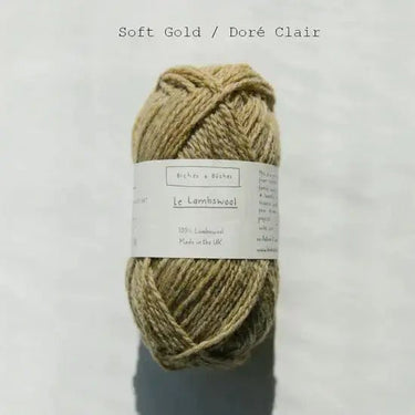 Biches & Bûches | Le Lambswool | Rustic Merino Yarn, Color: Soft Gold, Natural 100% lambswool yarn with rustic charm—soft, lofty & perfect knitting wool UK for handmade sweaters, scarves & cosy winter projects, Knit With Me