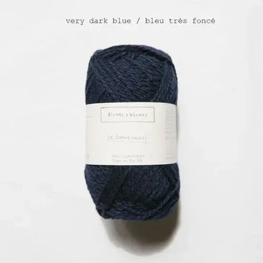 Biches & Bûches | Le Lambswool | Rustic Merino Yarn, Color: Very Dark Blue, Natural 100% lambswool yarn with rustic charm—soft, lofty & perfect knitting wool UK for handmade sweaters, scarves & cosy winter projects, Knit With Me