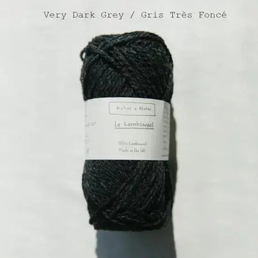 Biches & Bûches | Le Lambswool | Rustic Merino Yarn, Color: Very Dark Grey, Natural 100% lambswool yarn with rustic charm—soft, lofty & perfect knitting wool UK for handmade sweaters, scarves & cosy winter projects, Knit With Me