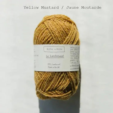 Biches & Bûches | Le Lambswool | Rustic Merino Yarn, Color: Yellow Mustard, Natural 100% lambswool yarn with rustic charm—soft, lofty & perfect knitting wool UK for handmade sweaters, scarves & cosy winter projects, Knit With Me