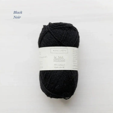 Le Petit Lambswool | Biches and Buches, colour: Black, The lambswool blend provides the perfect balance of structure and drape. This fingering-weight yarn is a Scottish lambswool with tweed yarn speckles. , Knit With Me