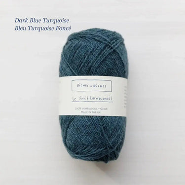 Le Petit Lambswool | Biches and Buches, colour: Dark Blue Turquoise, The lambswool blend provides the perfect balance of structure and drape. This fingering-weight yarn is a Scottish lambswool with tweed yarn speckles. , Knit With Me