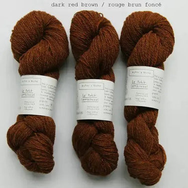 Le Petit Lambswool | Biches and Buches, colour: Dark Red Brown, The lambswool blend provides the perfect balance of structure and drape. This fingering-weight yarn is a Scottish lambswool with tweed yarn speckles. , Knit With Me