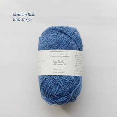 Le Petit Lambswool | Biches and Buches, colour: Medium Blue, The lambswool blend provides the perfect balance of structure and drape. This fingering-weight yarn is a Scottish lambswool with tweed yarn speckles. , Knit With Me
