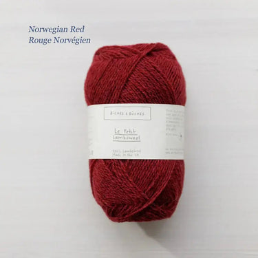 Le Petit Lambswool | Biches and Buches, colour: Norwegian Red, The lambswool blend provides the perfect balance of structure and drape. This fingering-weight yarn is a Scottish lambswool with tweed yarn speckles. , Knit With Me