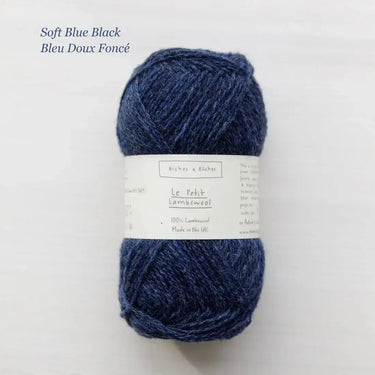 Le Petit Lambswool | Biches and Buches, colour: Soft Blue Black, The lambswool blend provides the perfect balance of structure and drape. This fingering-weight yarn is a Scottish lambswool with tweed yarn speckles. , Knit With Me