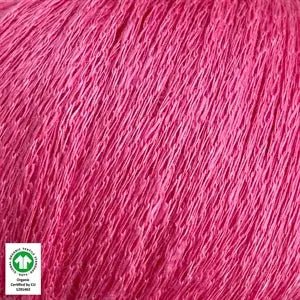 Løvetand by CaMaRose organic linen chainette yarn in vibrant pink, ideal for summer knitwear like tops, tees, dresses, and beach bags.