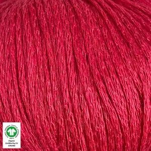 Løvetand by CaMaRose organic linen chainette yarn in vibrant red, ideal for summer knitwear like tops and dresses.