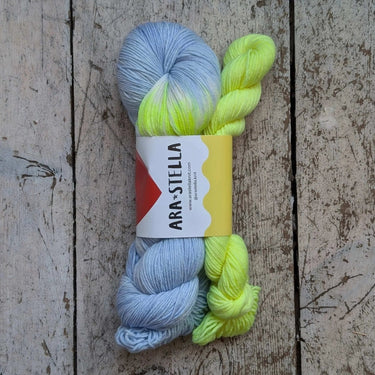 ARA STELLA | Luxe Sock Kit | Merino Nylon Hand-Dyed Yarn, Color: Jeju, Exclusive ARA STELLA sock kit with 100g + 20g merino blend. Hand-dyed in Surrey, UK—perfect for socks, scarves & soft next-to-skin knits., Knit With Me