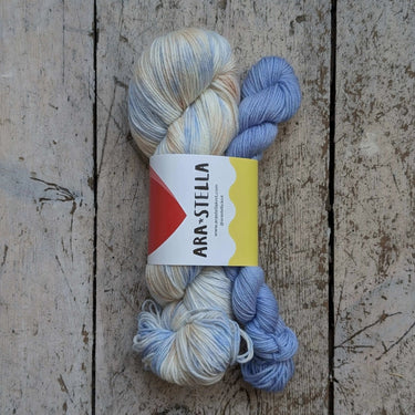 ARA STELLA | Luxe Sock Kit | Merino Nylon Hand-Dyed Yarn, Color: Lake Como, Exclusive ARA STELLA sock kit with 100g + 20g merino blend. Hand-dyed in Surrey, UK—perfect for socks, scarves & soft next-to-skin knits., Knit With Me
