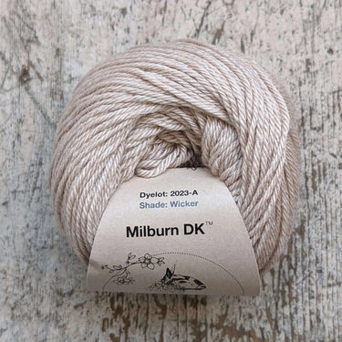 Eden Cottage | Milburn DK | Bluefaced Leicester & Silk Yarn, Color: Wicker, Milburn DK blends British BFL & Mulberry silk for sheen, warmth & wearability. Soft, durable yarn—machine washable & perfect for garments., Knit With Me