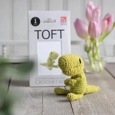 TOFT Mini T-Rex Kit | Beginner-Plus Dinosaur Crochet, , Crochet Mini Gregor the T-Rex with TOFT’s Level 2 kit. A fun dinosaur project for confident beginners with DK yarn, hook & full instructions., Knit With Me