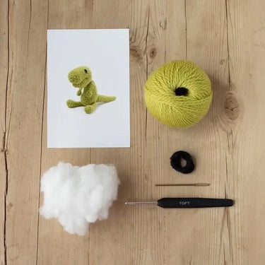 TOFT Mini T-Rex Kit | Beginner-Plus Dinosaur Crochet, , Crochet Mini Gregor the T-Rex with TOFT’s Level 2 kit. A fun dinosaur project for confident beginners with DK yarn, hook & full instructions., Knit With Me