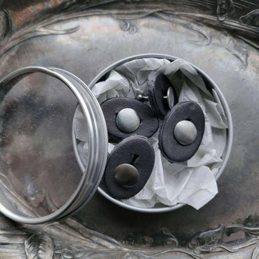 Jul Designs | Mini Stud Buttons | Repositionable Closures, , Jul's mini stud buttons add instant, no-sew finishing to knits. Reusable & repositionable—perfect UK knitting accessories in a gift-ready tin., Knit With Me