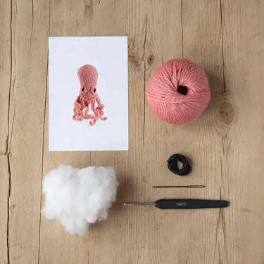 TOFT Mini Orla Octopus | Beginner Crochet Animal Kit, Color: Orange, Make Mini Orla the Octopus with TOFT’s Level 1 kit. Includes soft UK wool, tools & pattern—perfect for new crocheters or gifting., Knit With Me