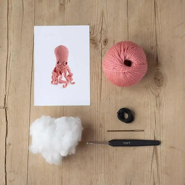 TOFT Mini Orla Octopus | Beginner Crochet Animal Kit, Color: Orange, Make Mini Orla the Octopus with TOFT’s Level 1 kit. Includes soft UK wool, tools & pattern—perfect for new crocheters or gifting., Knit With Me
