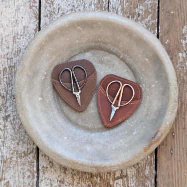 Mini Bonsai Scissors + Real Leather Sleeve