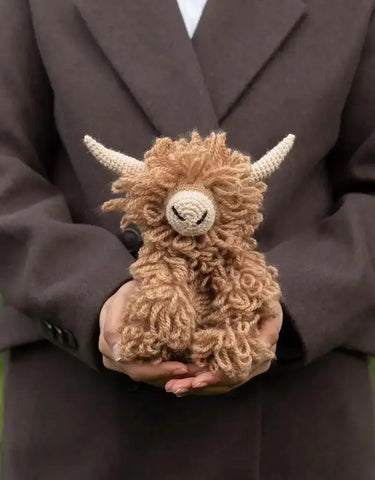 TOFT Morag the Highland Coo | Advanced Crochet Animal Kit, , Crochet Morag the Highland Coo with TOFT’s Level 3 kit. Includes DK yarn, hook & tools—perfect for confident crocheters., Knit With Me