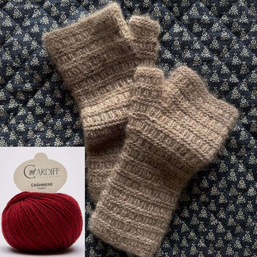 My Favourite Things Gloves No. 1 Fingerless Gloves Kit with Cardiff Cashmere, Colour: 628 GRANATA, Gloves No. 1 by My Favourite Things are a luxurious pair of fingerless gloves worked in a simple textured pattern. I knitted a pair over Christmas 2023 and