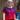 hand knitted Jumper knit in Bilium moving from red to purple. 