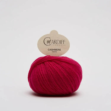 Cardiff Cashmere Classic yarn in vibrant pink for Sophie Scarf Kit knitting project.