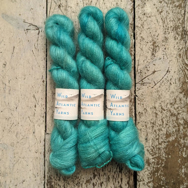 Wild Atlantic Yarn | Sorcha | Vibrant Bright Yarns, Colour: Seaglass, Named after the Irish word for bright, light & radiant, Sorcha, is a lace weight mohair/silk base. Wonderfully versatile, this yarn can be used alone for light and airy knits, or combin