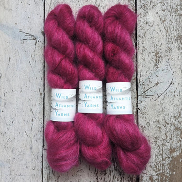 Wild Atlantic Yarn | Sorcha | Vibrant Bright Yarns, Colour: Very Berry, Named after the Irish word for bright, light & radiant, Sorcha, is a lace weight mohair/silk base. Wonderfully versatile, this yarn can be used alone for light and airy knits, or comb
