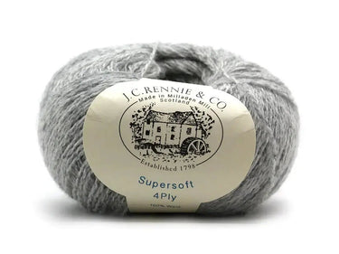 J.C. Rennie | Supersoft 4ply Yarn | 100% Wool, Color: Silver, J.C. Rennie Supersoft 4ply is the original Scottish supersoft wool yarn, featuring a Shetland-style look and heathered tones. Ideal for colourwork and layering., Knit With Me