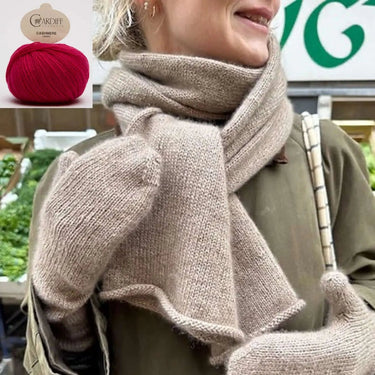 Vienna Set Kit | PetiteKnit Mittens & Scarf in Cashmere, Color: 711 SAKURA, Knit the Vienna Set by PetiteKnit in Cardiff Cashmere. Includes 9 balls & PDF pattern—luxury kit for scarf & mittens, perfect for gifting., Knit With Me
